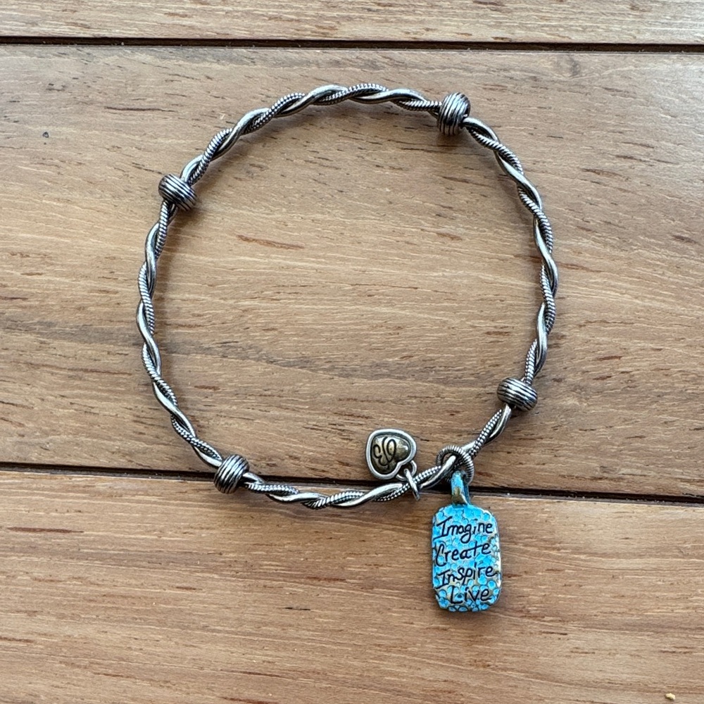 Brighton Art & Soul Imagine  Silver-Tone Twisted Bracelet with Turquoise Accent